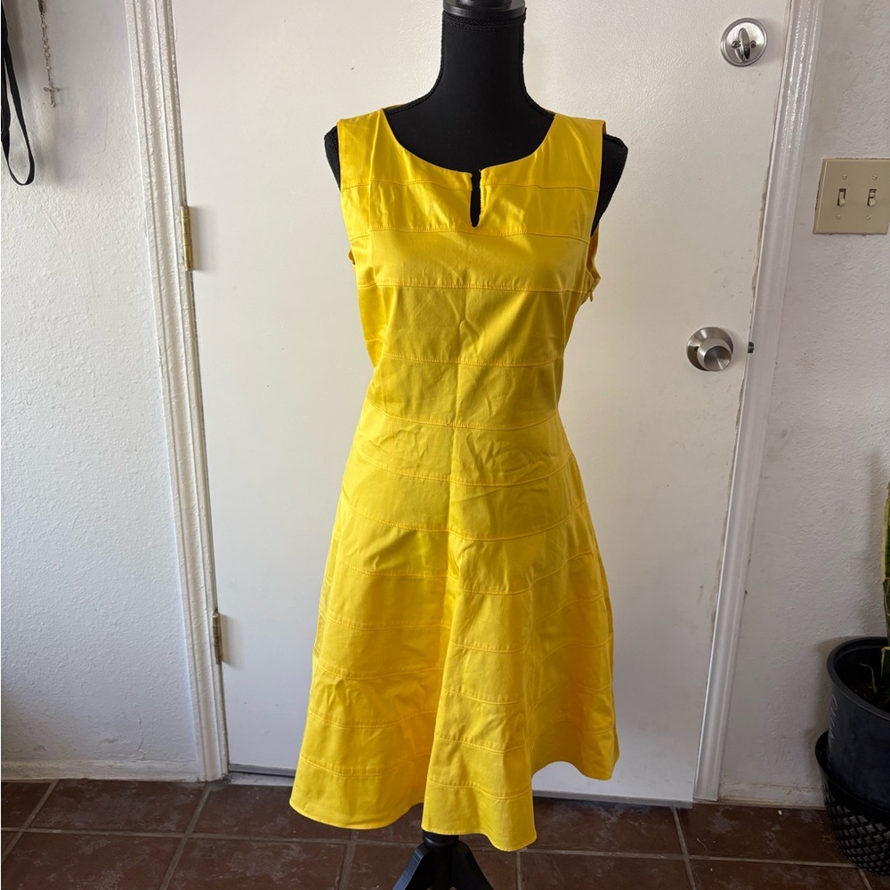 Calvin Klein Sunny Yellow Sleeveless A-Line Midi Dress